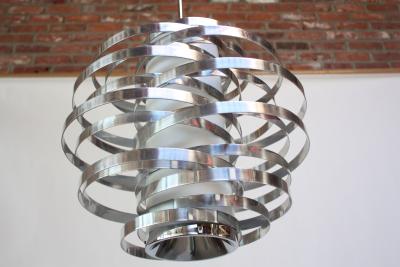 Gaetano Sciolari Polished Aluminum Cyclone Pendant Fixture by Gaetano Sciolari
