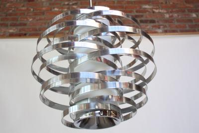 Gaetano Sciolari Polished Aluminum Cyclone Pendant Fixture by Gaetano Sciolari