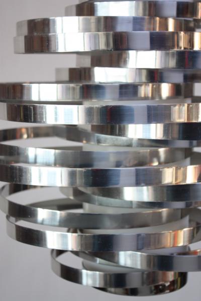 Gaetano Sciolari Polished Aluminum Cyclone Pendant Fixture by Gaetano Sciolari
