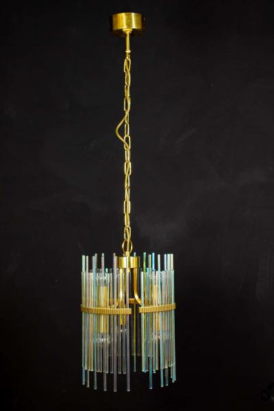 Gaetano Sciolari Rainbow Crystal Rod and Brass Chandelier or Lantern by Gaetano Sciolari 1960s