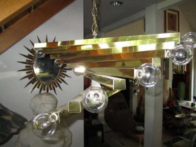 Gaetano Sciolari Sculptural Gaetano Sciolari Spiral Brass Mid Century Modern Chandelier