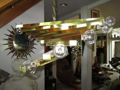 Gaetano Sciolari Sculptural Gaetano Sciolari Spiral Brass Mid Century Modern Chandelier