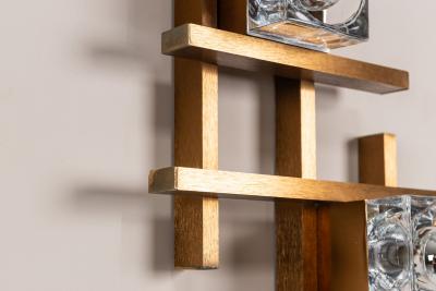 Gaetano Sciolari Set of Two Wall Appliques by Gaetano Sciolari in Brass and Glass Italy 1970s