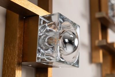 Gaetano Sciolari Set of Two Wall Appliques by Gaetano Sciolari in Brass and Glass Italy 1970s