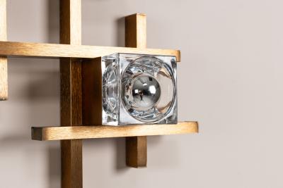 Gaetano Sciolari Set of Two Wall Appliques by Gaetano Sciolari in Brass and Glass Italy 1970s