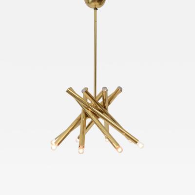 Gaetano Sciolari Tubular Chandelier in the Manner of Sciolari c 1970