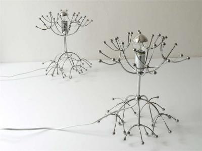 Gaetano Sciolari Two Gaetano Sciolari Chrome Sputnik Side or Table Lamps Midcentury Italy 1960s