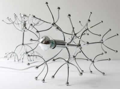 Gaetano Sciolari Two Gaetano Sciolari Chrome Sputnik Side or Table Lamps Midcentury Italy 1960s