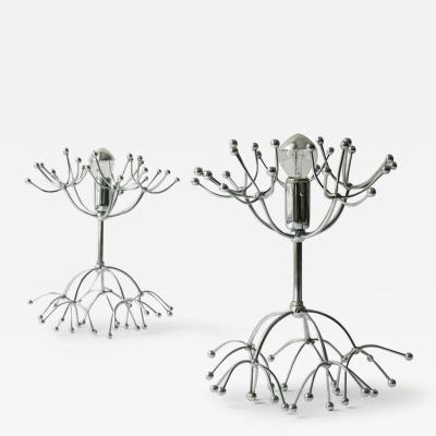 Gaetano Sciolari Two Gaetano Sciolari Chrome Sputnik Side or Table Lamps Midcentury Italy 1960s