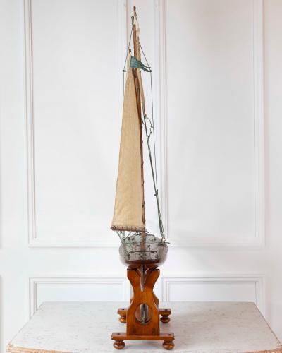 Gaff Rigged Cutter Wooden Pond Yacht Circa 1920