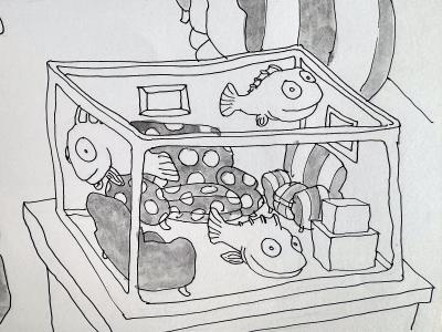 Gahan Wilson Fish Bowl Looks Like the Living Room School of Macabre Charles Addams
