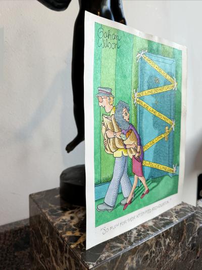 Gahan Wilson Murder Behind a Blue Door Crime Scene Noir Cartoon