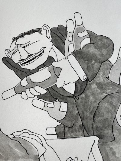 Gahan Wilson Wine Connoisseur Original Artwork by Legendary Cartoonist 