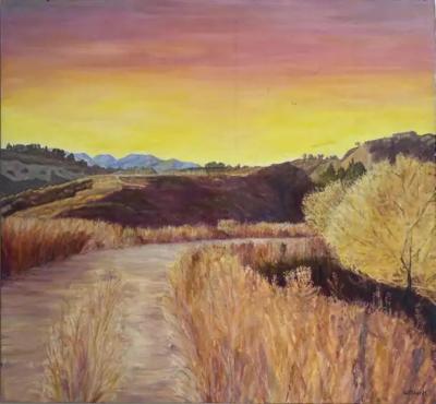 Gail Willhardt California Artist Gail Willhardt Landscape Painting Tranquil Sunset Trail