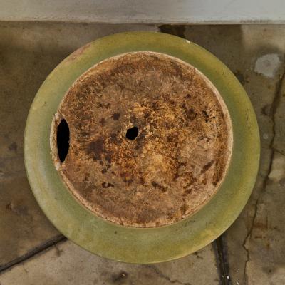 Gainey Ceramics Monumental 1960s Gainey Olive Green Speckle Glazed Ceramic Planter