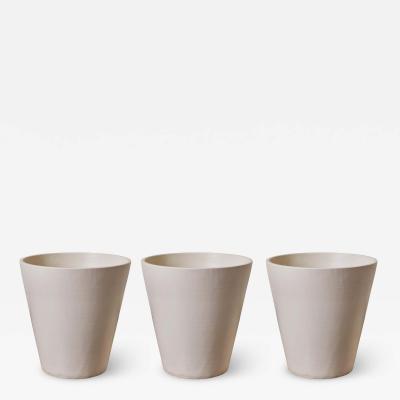 Gainey Ceramics Set of 3 1970s White Conical Gainey Planters in the Manner of LaGardo Tackett