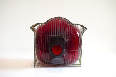 Gala Fern ndez Montero RED CAGE PAGODA glass object vase vessel