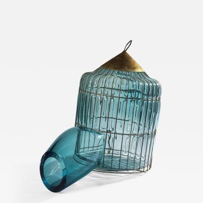 Gala Fern ndez Montero TURQUOISE CAGE 1 glass object vessel vase