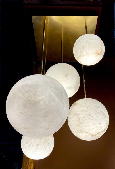 Galaxy Contemporary Italian Alabaster Marble Globe Chandelier