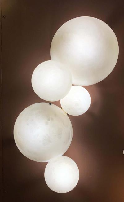Galaxy Contemporary Italian Alabaster Marble Globe Chandelier