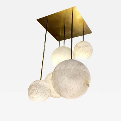 Galaxy Contemporary Italian Alabaster Marble Globe Chandelier