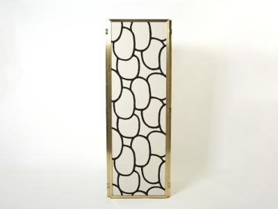 Galerie Maison et Jardin Four Panel brass and silk fabric screen 1970