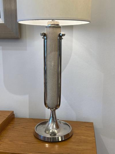 Galey Freres Pair of Art Deco Table Lamps in Galuchat by Galey Freres