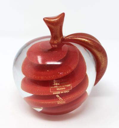 Gambaro Poggi Contemporary Murano Spiral Apple Paperweight