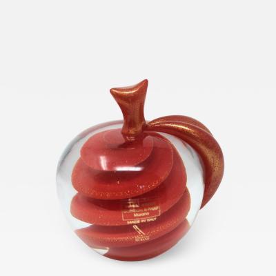 Gambaro Poggi Contemporary Murano Spiral Apple Paperweight