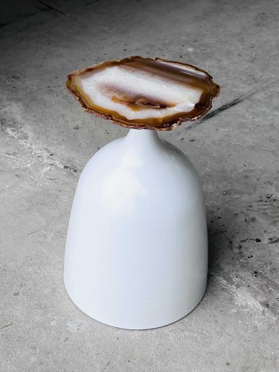 Gamboa Pangea Amber and White Agate Side Table