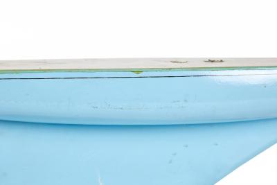 Games Industries Mid Century English Blue Painted Wooden Ships Hull Model