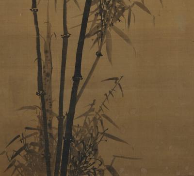 Gamo Rakan Bamboo in Moonlight Japanese scroll painting by Gamo Rakan 1784 1866 