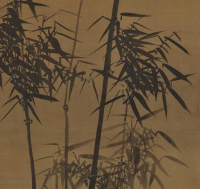 Gamo Rakan Bamboo in Moonlight Japanese scroll painting by Gamo Rakan 1784 1866 