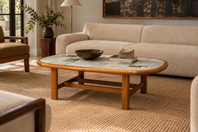 Gangso M bler Danish Modern Coffee Table Teak Mosaic Tile Denmark 1970s
