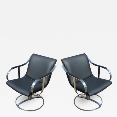 Gardner Leaver Pair of Gardner Leaver for Steelcase Black Swivel Lounge Chairs