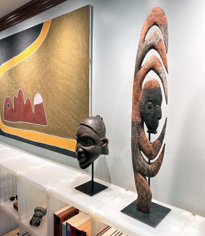 Garra Hook Sculpture on Display Stand Mid Sepik River Papua New Guinea