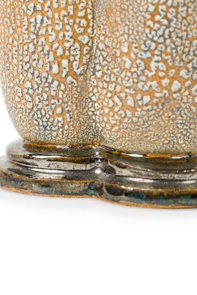 Gary DiPasquale Contemporary Tall Lobed and Black Metallic Footed Vase with Whit