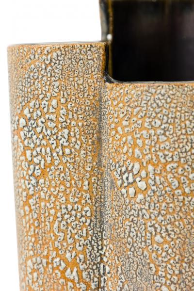 Gary DiPasquale Contemporary Tall Lobed and Black Metallic Footed Vase with Whit