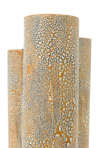 Gary DiPasquale Contemporary Tall Lobed and Black Metallic Footed Vase with Whit