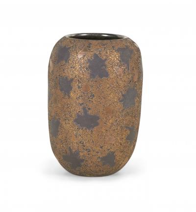 Gary DiPasquale Gary DiPasquale Contemporary Bronze Texture and Black Starburst Patterned Vase