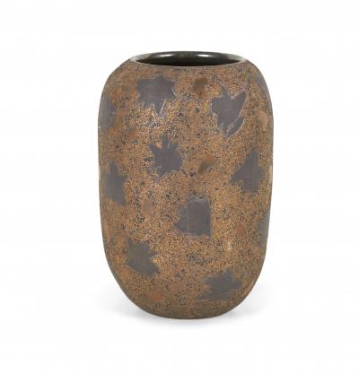 Gary DiPasquale Gary DiPasquale Contemporary Bronze Texture and Black Starburst Patterned Vase
