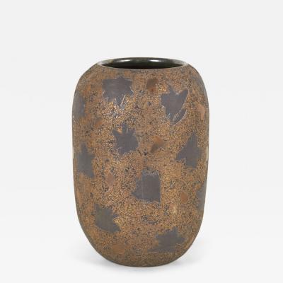 Gary DiPasquale Gary DiPasquale Contemporary Bronze Texture and Black Starburst Patterned Vase