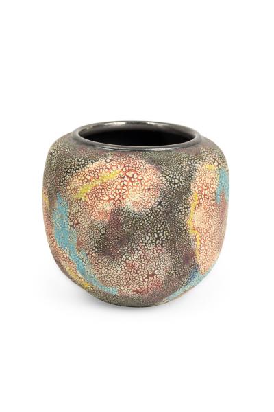 Gary DiPasquale Gary DiPasquale Contemporary Multi Colored Vase with Bark Texture and Black inte