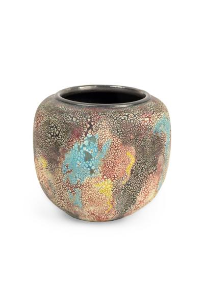Gary DiPasquale Gary DiPasquale Contemporary Multi Colored Vase with Bark Texture and Black inte