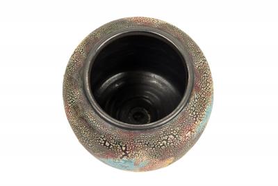 Gary DiPasquale Gary DiPasquale Contemporary Multi Colored Vase with Bark Texture and Black inte
