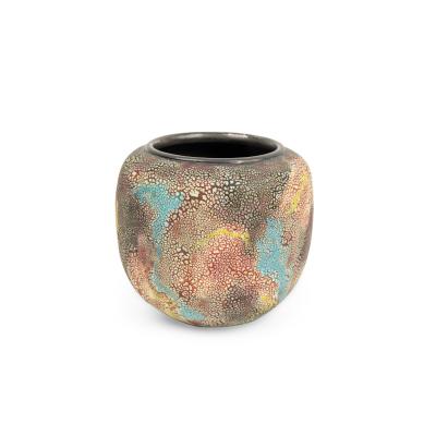 Gary DiPasquale Gary DiPasquale Contemporary Multi Colored Vase with Bark Texture and Black inte
