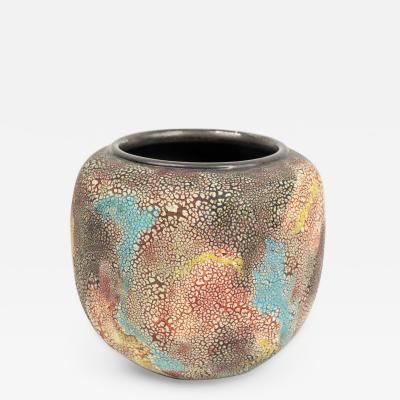 Gary DiPasquale Gary DiPasquale Contemporary Multi Colored Vase with Bark Texture and Black inte