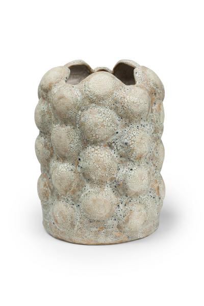 Gary DiPasquale Gary DiPasquale Contemporary Off White Textural Raised Lobed Cylindrical Vase