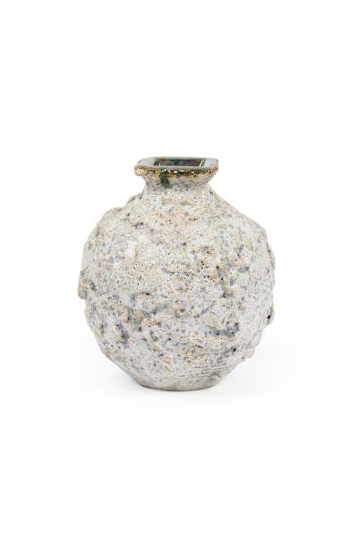 Gary DiPasquale Gary DiPasquale Contemporary Square Top Vase with Bulbous and Encrusted Texture