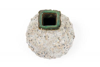 Gary DiPasquale Gary DiPasquale Contemporary Square Top Vase with Bulbous and Encrusted Texture
